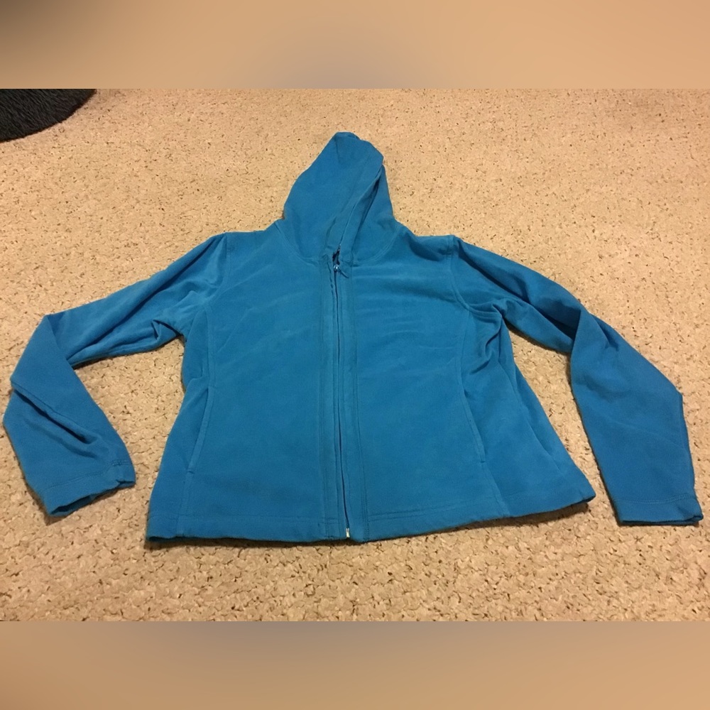 COLUMBIA WOMENS ZIP UP FLEECE JACKET SZ S EUC TURQ - Picture 1 of 3